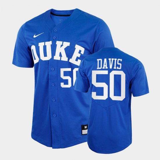 #50 Chris Davis College Baseball Blue Devils 2022 Replica Men Royal Jersey 564196-655