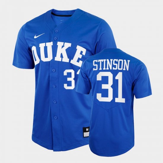 #31 Cooper Stinson College Baseball Blue Devils 2022 Replica Men Royal Jersey 781857-511