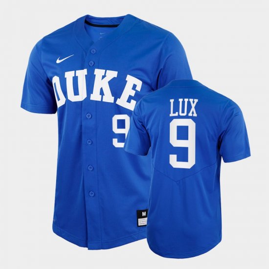 #9 Damon Lux College Baseball Duke Blue Devils 2022 Replica Mens Royal Jersey 691362-844