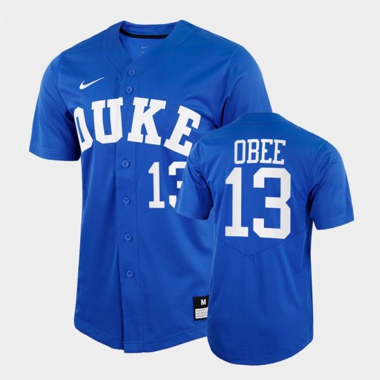 #13 Devin Obee College Baseball Duke University 2022 Replica Men Royal Jersey 175386-879