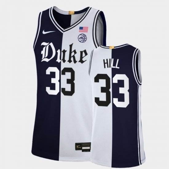 #33 Grant Hill College Basketball Duke Cameron Brotherhood Limited Split Edition Men\'s Black White Jersey 351510-505