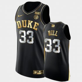 #33 Grant Hill Golden Edition Duke University Retired number Men Black Jersey 732363-301