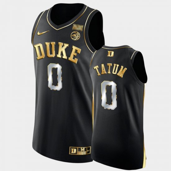 #0 Jayson Tatum Golden Edition Blue Devils Alumni Men\'s Black Jersey 930477-985