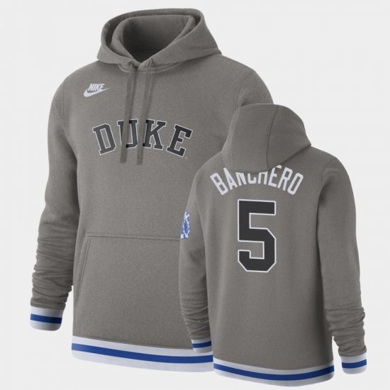 #5 Paolo Banchero Retro Duke Blue Devils Pullover Mens Gray Hoodie 523639-827