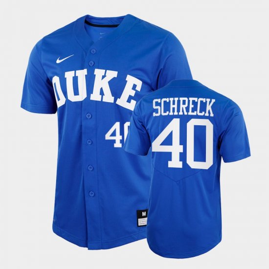 #40 RJ Schreck College Baseball Blue Devils 2022 Replica Men\'s Royal Jersey 555809-783