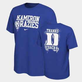 College Basketball Blue Devils Coach K Kameron Krazie Men's Royal T-Shirt 314513-182 College Basketball Blue Devils Coach K Kameron Krazie Men's Royal T-Shirt 314513-182