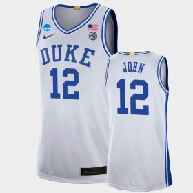 #12 Theo John March Madness Blue Devils 2022 NCAA Limited Basketball Men White Jersey 437119-807