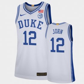 #12 Theo John College Basketball Duke University Limited Mens White Jersey 857778-270