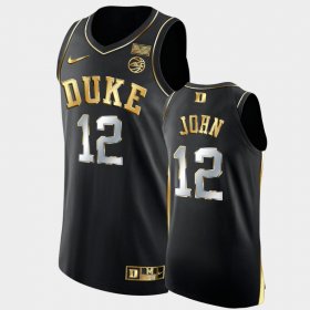 #12 Theo John Golden Edition Duke Blue Devils 2021-22 Authentic Basketball Mens Black Jersey 829850-949