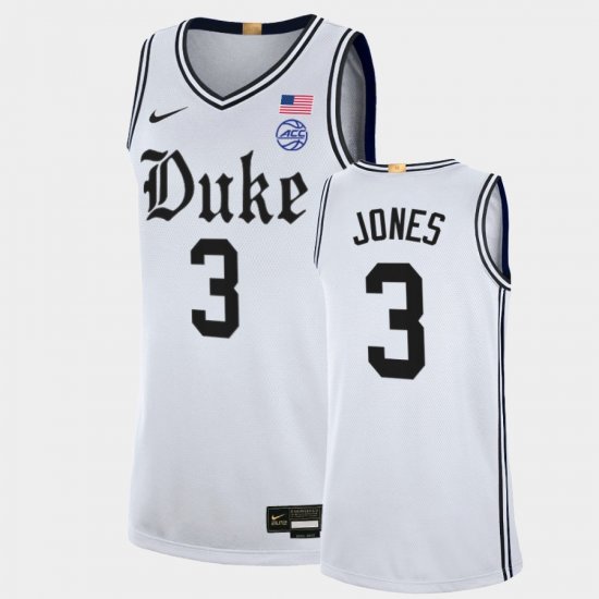 #3 Tre Jones College Basketball Blue Devils The Brotherhood Alumni Limited Men\'s White Jersey 157615-932