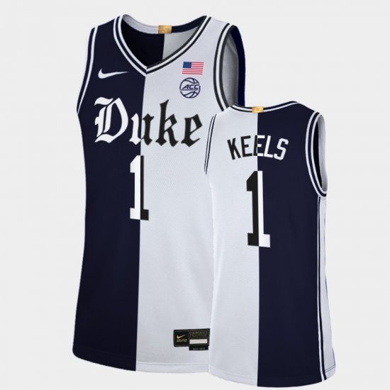 #1 Trevor Keels College Basketball Duke University Cameron Brotherhood Limited Split Edition Mens Black White Jersey 392513-940