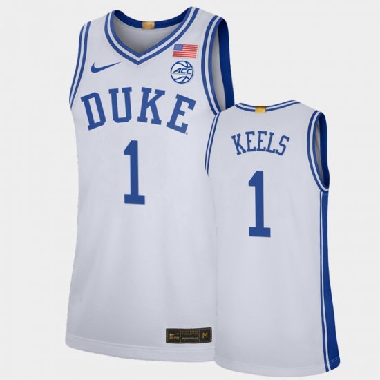 #1 Trevor Keels College Basketball Duke Limited Mens White Jersey 714888-419