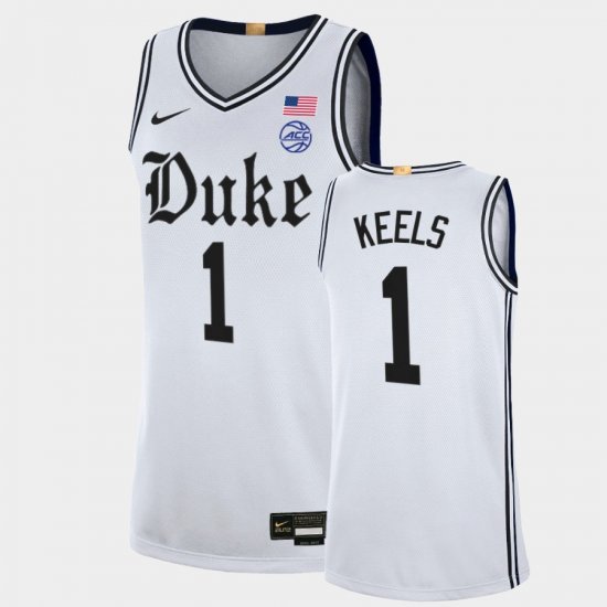 #1 Trevor Keels College Basketball Duke University The Brotherhood Limited Basketball Men\'s White Jersey 288891-230