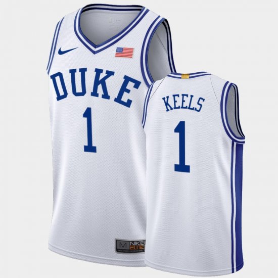 #1 Trevor Keels Home Duke University 2021 2021 Class Men\'s White Jersey 364470-953