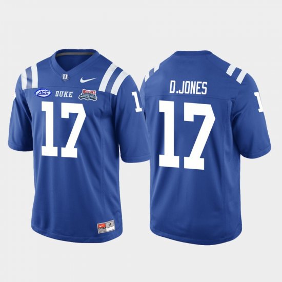 #17 Daniel Jones 2018 Independence Bowl Blue Devils College Football Game Men Royal Jersey 973948-521