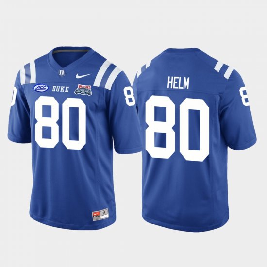 #80 Daniel Helm 2018 Independence Bowl Duke Blue Devils College Football Game Men\'s Royal Jersey 177160-311