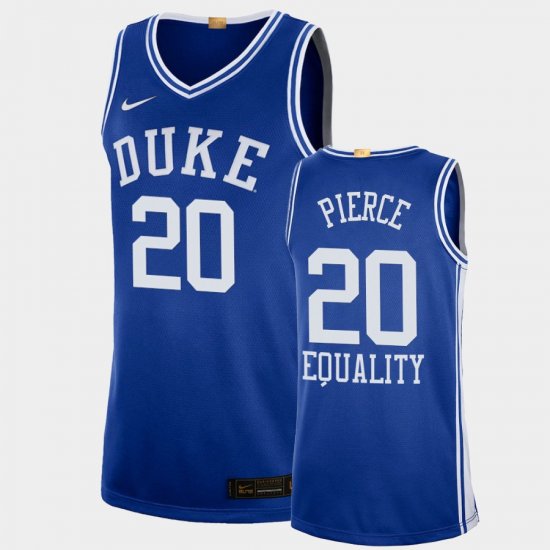 #20 Cason Pierce Equality Social Justice Blue Devils 2020-21 College Basketball Men\'s Blue Jersey 406912-666