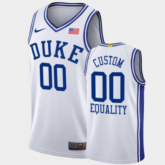 #00 Custom Equality College Basketball Duke Blue Devils 2020-21 BLM Social justice Men\'s White Jersey 559212-644