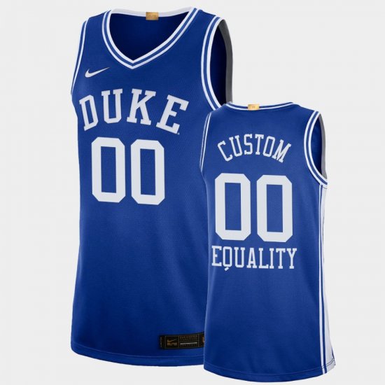 #00 Custom Equality Social Justice Blue Devils 2020-21 College Basketball Men\'s Blue Jersey 430082-954