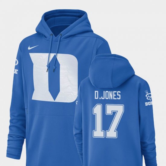 #17 Daniel Jones Champ Drive Duke University Football Performance Mens Royal Hoodie 759796-262