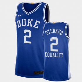 #2 DJ Steward Equality Social Justice Duke Blue Devils 2020-21 College Basketball Men's Blue Jersey 470793-385