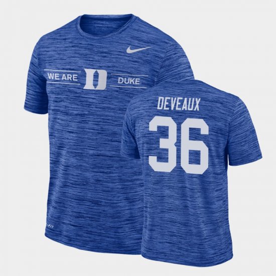 #36 Elijah Deveaux GFX Velocity Duke Sideline Legend Performance Mens Royal T-Shirt 775439-927