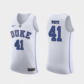 #41 Jack White Authentic Duke University March Madness College Basketball Mens White Jersey 438494-457