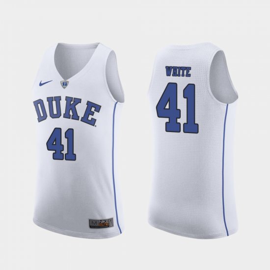 #41 Jack White Authentic Duke University March Madness College Basketball Mens White Jersey 438494-457