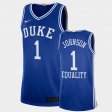 #1 Jalen Johnson Equality Social Justice Duke Blue Devils 2020-21 College Basketball Men Blue Jersey 840981-666