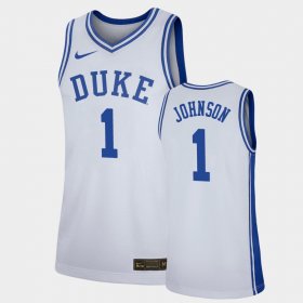 #1 Jalen Johnson Replica Duke Basketball Men's White Jersey 439409-752