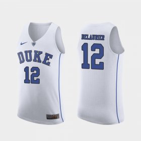 #12 Javin DeLaurier Authentic Duke University March Madness College Basketball Men's White Jersey 378401-166