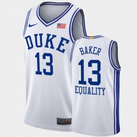 #13 Joey Baker Equality College Basketball Duke Blue Devils 2020-21 BLM Social justice Men White Jersey 813282-476