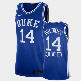 #14 Jordan Goldwire Equality Social Justice Duke Blue Devils 2020-21 College Basketball Mens Blue Jersey 931596-975