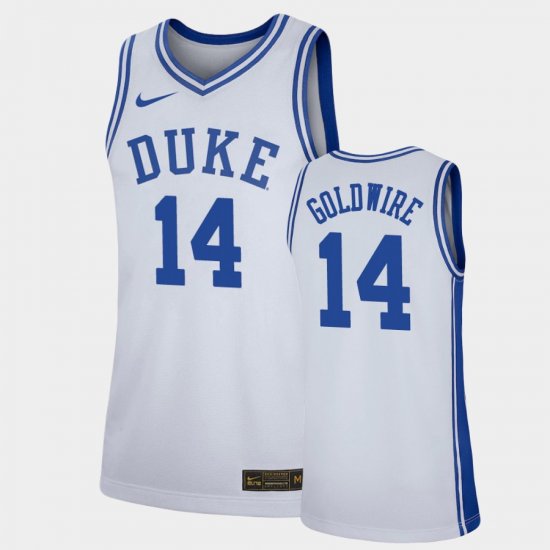 #14 Jordan Goldwire Replica Duke University Basketball Men White Jersey 886459-343