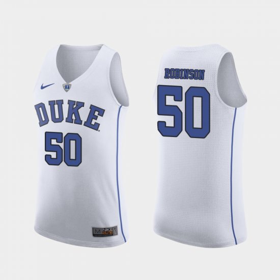 #50 Justin Robinson Authentic Duke March Madness College Basketball Men\'s White Jersey 754075-749