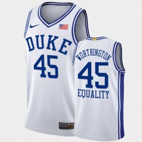 #45 Keenan Worthington Equality College Basketball Duke 2020-21 BLM Social justice Men White Jersey 862331-495