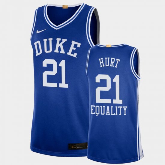 #21 Matthew Hurt Equality Social Justice Duke University 2020-21 College Basketball Men Blue Jersey 242887-589