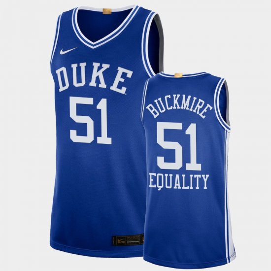 #51 Mike Buckmire Equality Social Justice Duke University 2020-21 College Basketball Men Blue Jersey 989487-719