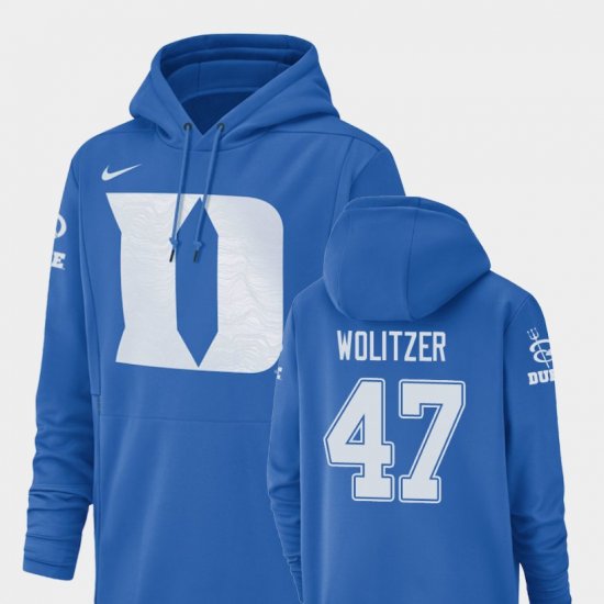 #47 Ryan Wolitzer Champ Drive Blue Devils Football Performance Mens Royal Hoodie 621808-443