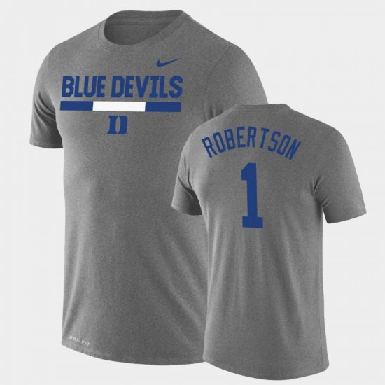 #1 Jontavis Robertson Team DNA Duke Blue Devils Legend Performance Mens Heathered Gray T-Shirt 736962-430