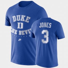 #3 Tre Jones Retro Basketball Duke Blue Devils Men's Royal T-Shirt 557266-198 #3 Tre Jones Retro Basketball Duke Blue Devils Men's Royal T-Shirt 557266-198