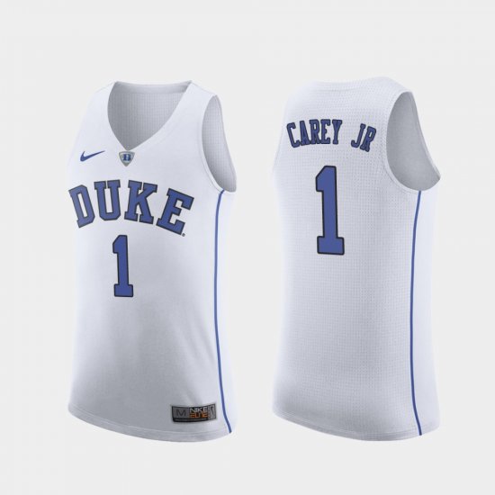 #1 Vernon Carey Jr. Replica Duke College Basketball Mens White Jersey 295606-342