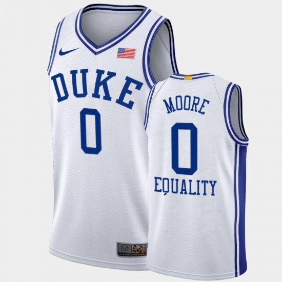 #0 Wendell Moore Equality College Basketball Duke Blue Devils 2020-21 BLM Social justice Men\'s White Jersey 235178-469