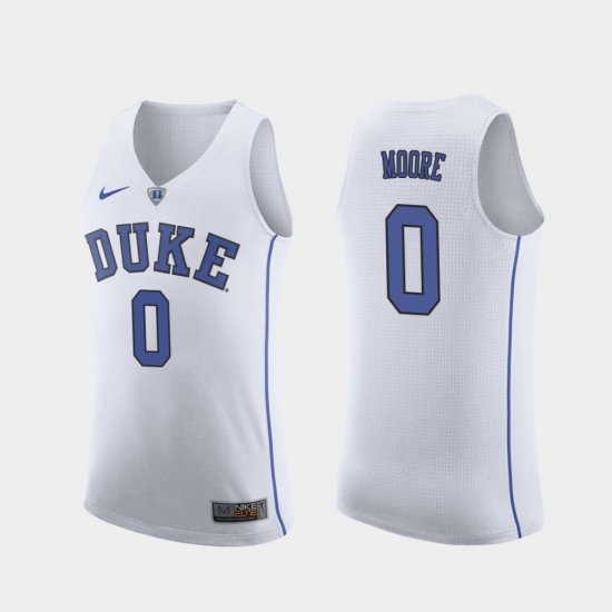 #0 Wendell Moore Replica Duke Blue Devils College Basketball Men White Jersey 975320-573