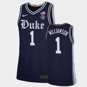 #1 Zion Williamson Alternate Blue Devils Brotherhood Mens Navy Jersey 742580-666