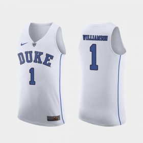 #1 Zion Williamson Authentic Duke Blue Devils March Madness College Basketball Men White Jersey 215847-113