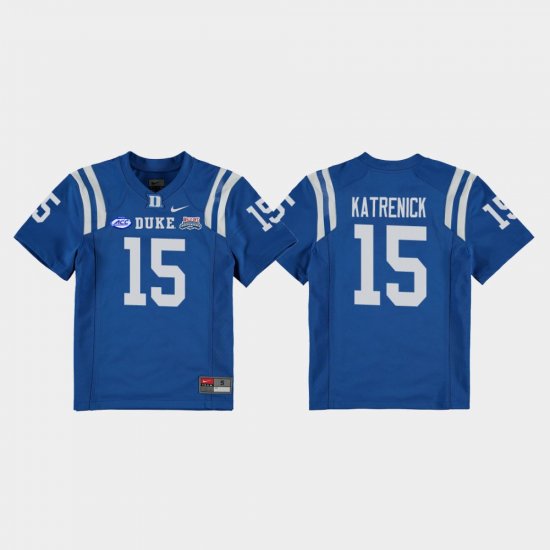 #15 Chris Katrenick 2018 Independence Bowl Duke University College Football Game Youth Royal Jersey 241255-301