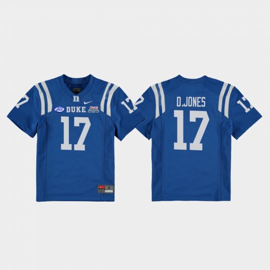 #17 Daniel Jones 2018 Independence Bowl Duke Blue Devils College Football Game Youth Royal Jersey 469457-982