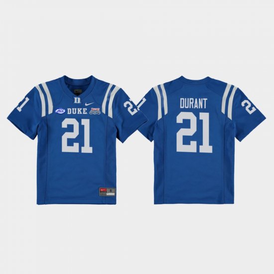 #21 Mataeo Durant 2018 Independence Bowl Duke University College Football Game Youth Royal Jersey 809726-645