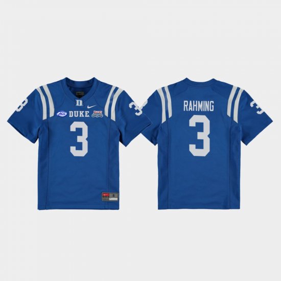 #3 T.J. Rahming 2018 Independence Bowl Blue Devils College Football Game Youth Royal Jersey 847757-795